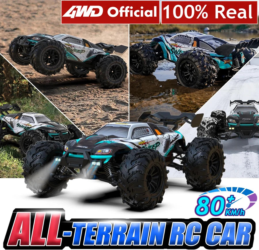 Super Brushless 80KM or 50KM/H 4WD RC Car With LED Remote Control Cars High Speed Drift Racing 4x4 Off Road Truck Kid Adult Toy