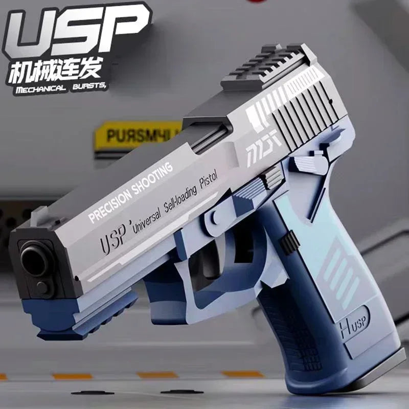 USP Shell Throwing Pistol Continuous Firing Airsoft Blowback Soft Bullet Gun Empty Hanging toy gun Gift