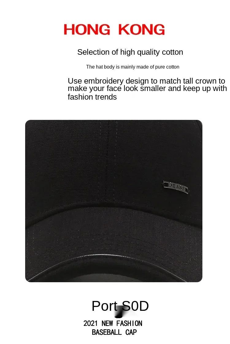 Men's Hat 2024 Autumn and winter Male Baseball Cap Casual Golf Trucker Dad Hat Outdoor Black Solid Color Windproof Adjustable Sn