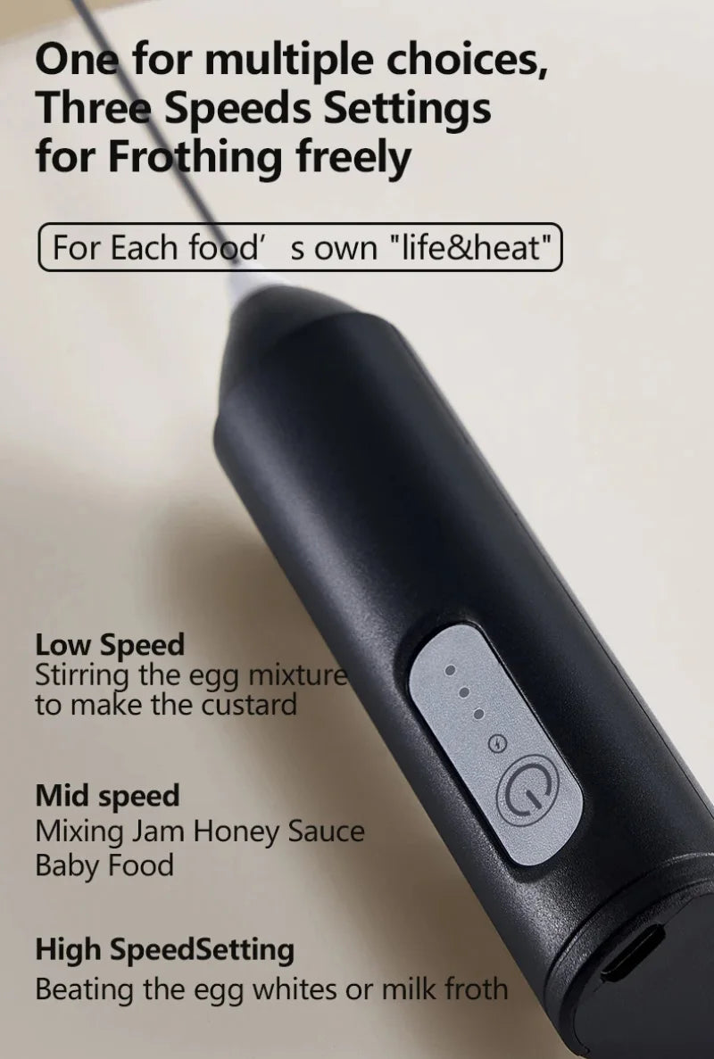 Xiaomi Wireless Milk Frothers Electric USB Recharge 3 Speeds Handheld Blender Small Coffee Foam Maker Whisk For Coffee Kitchen
