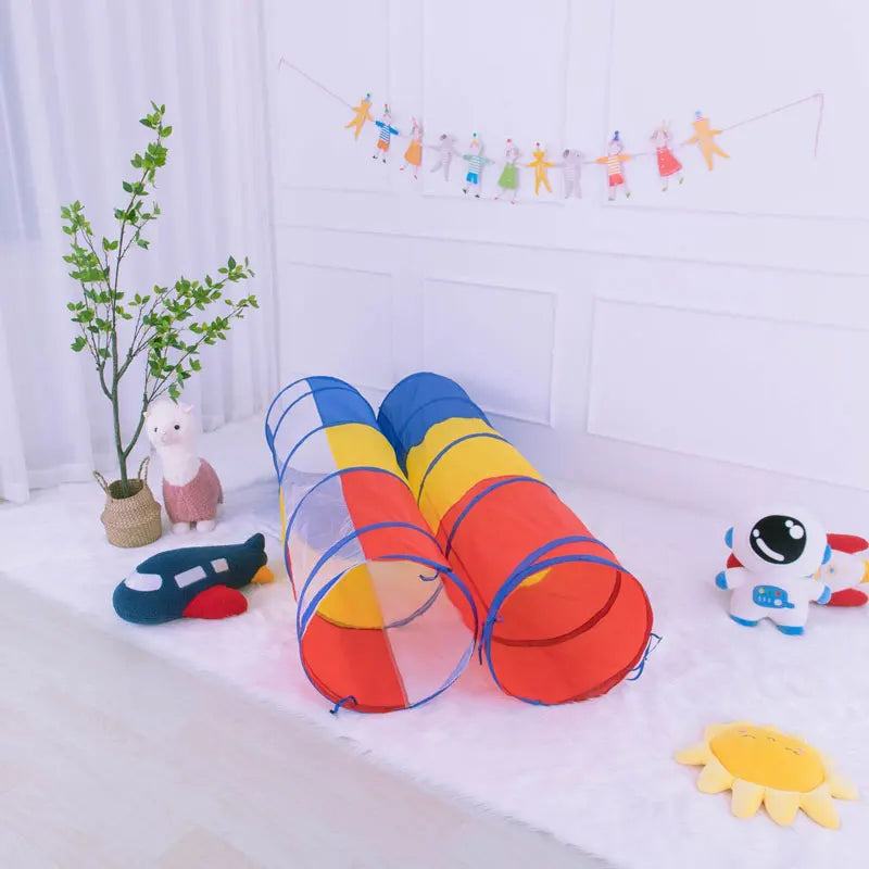 Portable Children's Tent Crawling Tunnel Kids Little House Play House Tipi Tent Indoor Toy Tube Baby Crawling Games Rainbow Tent