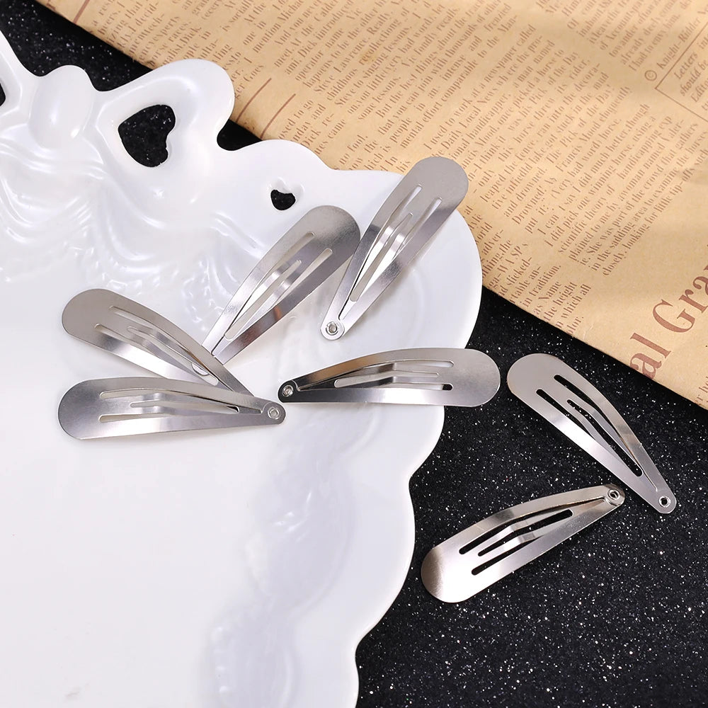 2/20pcs Silver Metal BB Hair Clips Girls Y2K Punk Drop Shaped Hairpins Hairclip Barrettes Cute Headdress DIY Hair Jewelry Making