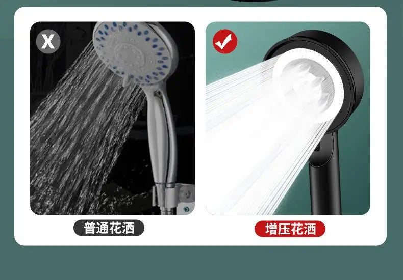 Black Silver Shower Head High Pressure 5 Modes Water Saving Nozzle Powerful Pressurized Spa Handheld Showers Bathroom accessorie