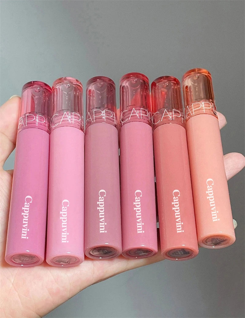 Waterproof Mirror Jelly Lip Glaze 6 Colors Water-light Lip Gloss Long Lasting Moisturising Glossy Red Tint Lips Makeup Cosmetics