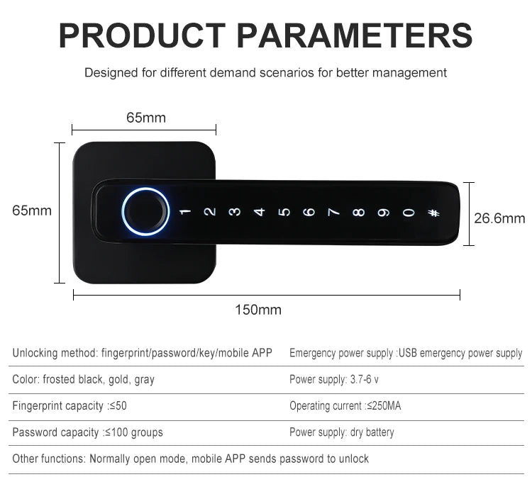 Biometric Smart Door Lock Fingerprint Password Electric Digital Handle Tuya Zinc Alloy Keyless Remotely Security Home KingKu