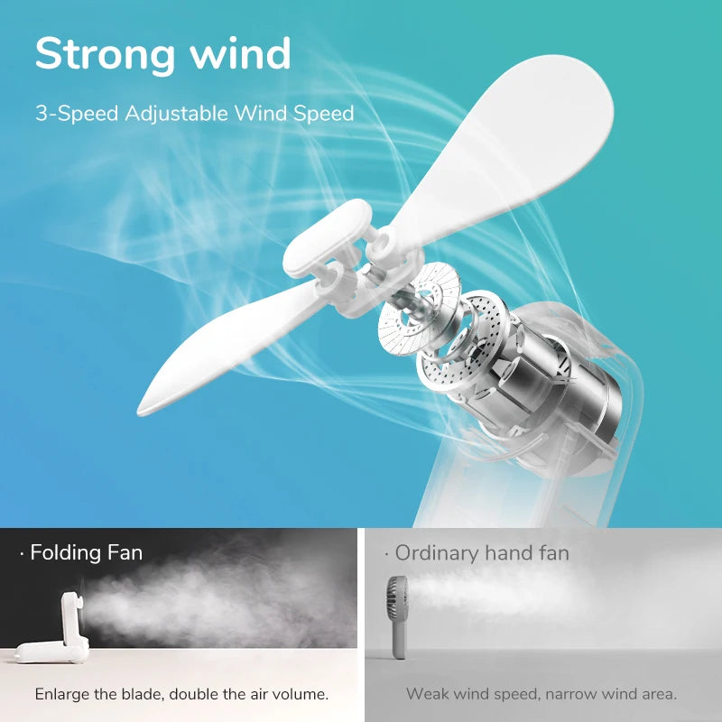 JISULIFE 3 in 1 Pocket Mini Handheld Fan,USB 4500mAh Rechargeable Portable Fan with Power Bank&Flashlight,Travel,Camping,Outdoor