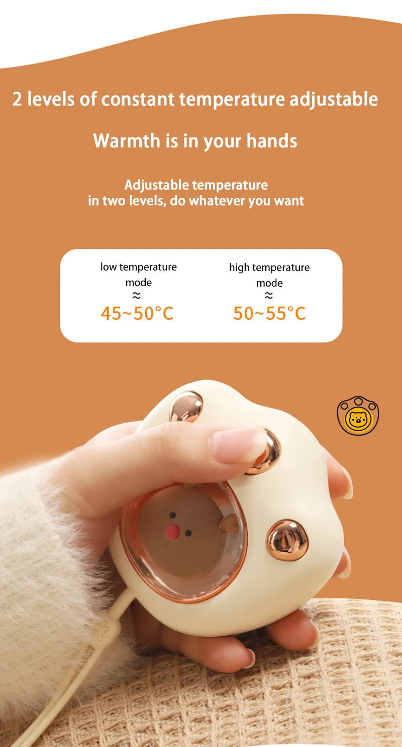 Xiaomi Hand Warmer Cute Cat Paw Rechargeable Built-in Battery For Students Adult Winer Fast Usb Heater For Camping Office School