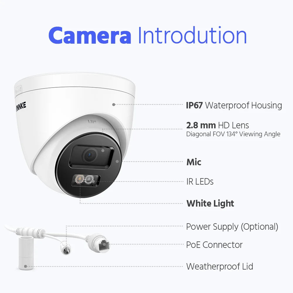 ANNKE 12MP PoE IP Camera Smart Dual Light Network Built-in Mic Surveillance Security Cameras Smart Home Advanced Detection