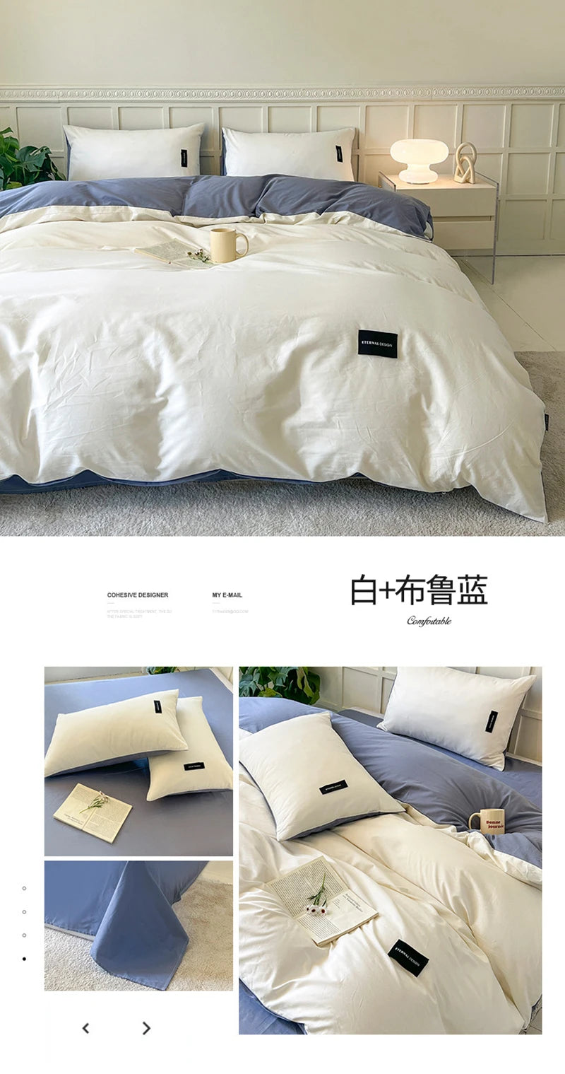 White Bedding Comforter Set with Pillowcase bed sheet Single Full Size Bed Linen Duvet Cover Set Queen/King Double Single Bed