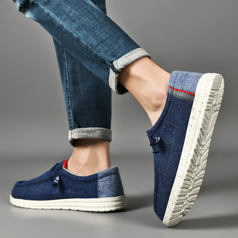 Men Casual Canvas Shoes Mens Loafers Breathable Slip on Flats Male Vulcanized Shoes Driving Shoes Plus Size 48 Walking shoe