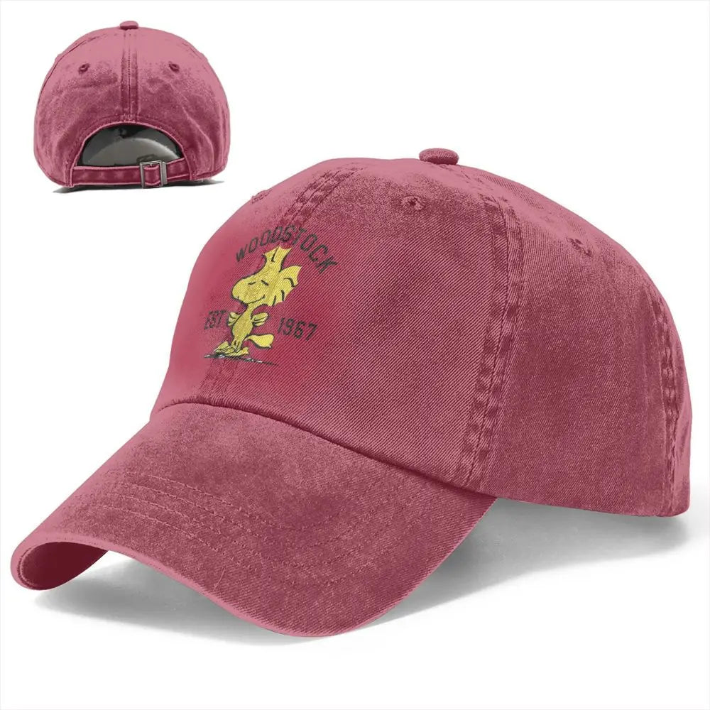 Peanuts Woodstock Snoopy Baseball Cap Vintage Distressed Denim Washed Snapback Hat Men Women Outdoor Workouts Adjustable Cap Hat