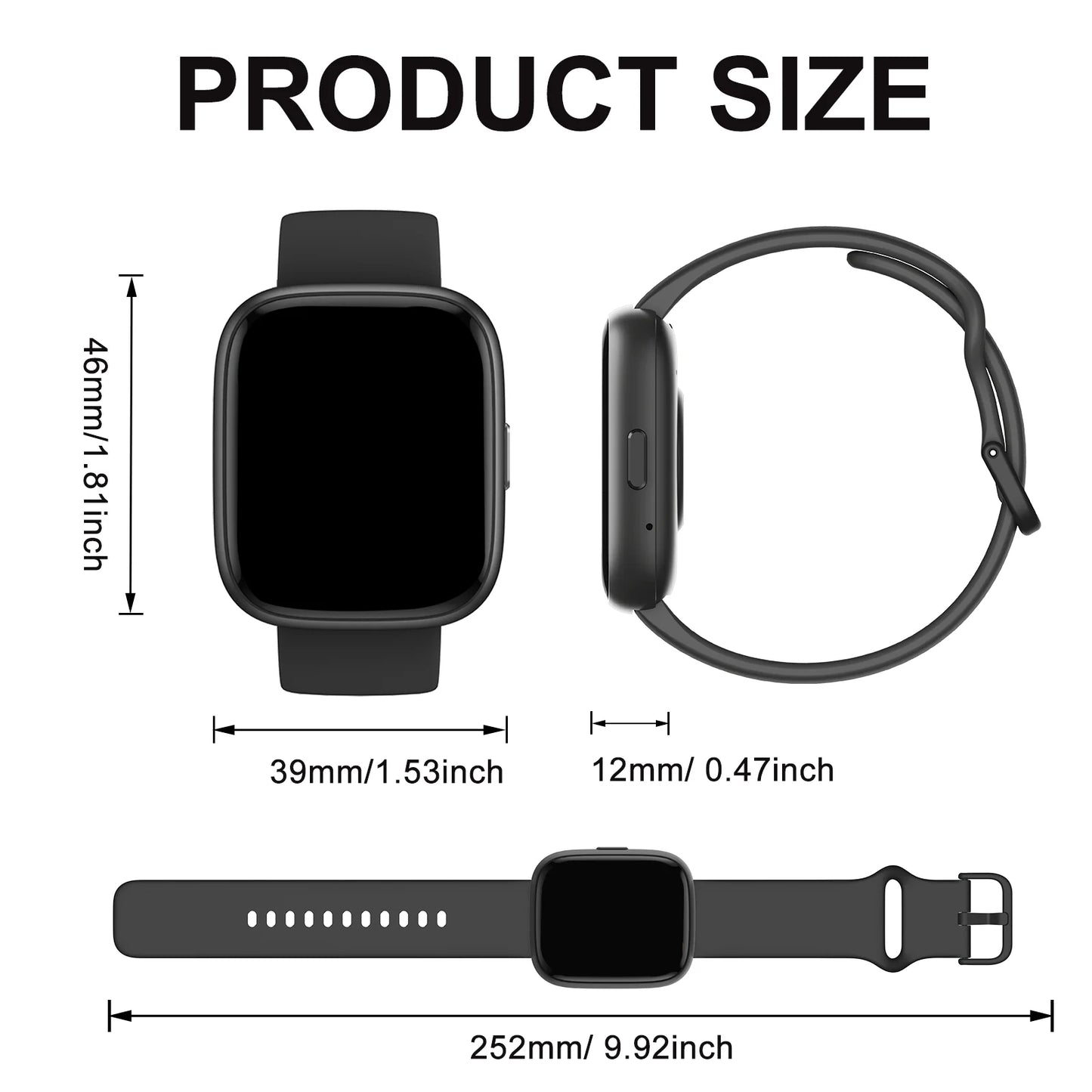 Alexa Smart watch, wireless calling /dial, calling reminder and rejection, SMS reminder, Custom Wallpaper,for iPhone/Andriod