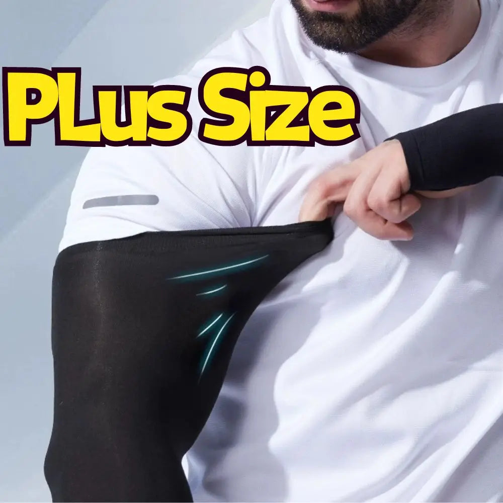 Plus Size UV Solar Arm Sleeves Men Cycling Cool Muff Summer Ice Silk Elastic Arm Cover Driving Anti-Sunburn Cool Hand Sleeves