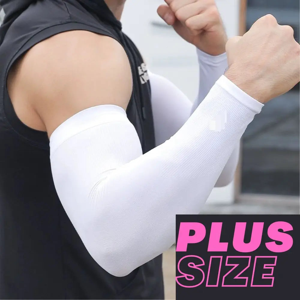 Plus Size UV Solar Arm Sleeves Men Cycling Cool Muff Summer Ice Silk Elastic Arm Cover Driving Anti-Sunburn Cool Hand Sleeves