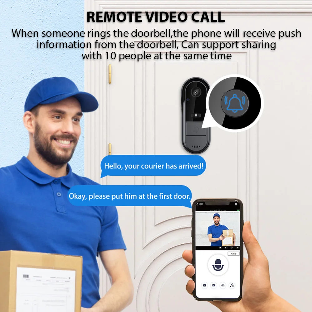 Smart Doorbell Ring Door Camera Wireless Intelligent Video Bell Camera 125 Degree Wide-angle Lens Bidirectional Visual Intercom
