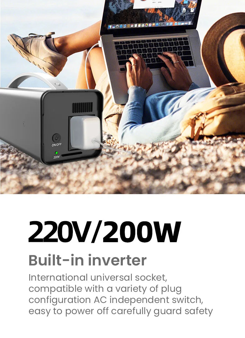 200W 32000mAh Portable Power Station Power Supply Outdoor Camping Laptop Powerful Powerbank Emergency External Auxiliary Battery