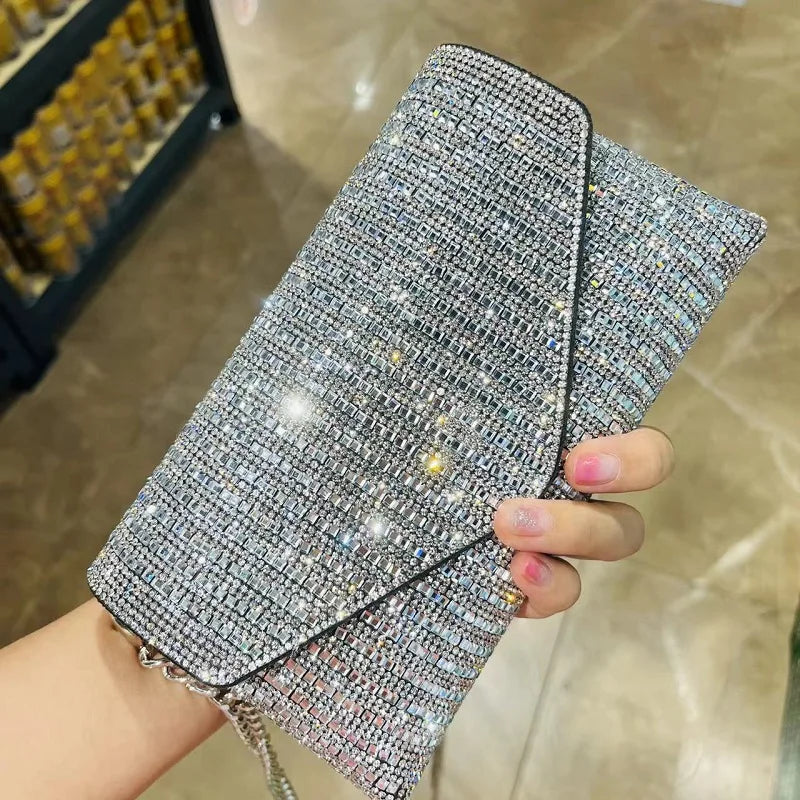 JIOMAY Mini Shoulder Bag for Women Designer Purses and Handbags Bling Rhinestone Clutch Bags Girls Chain Crossbody Bag Wholesale