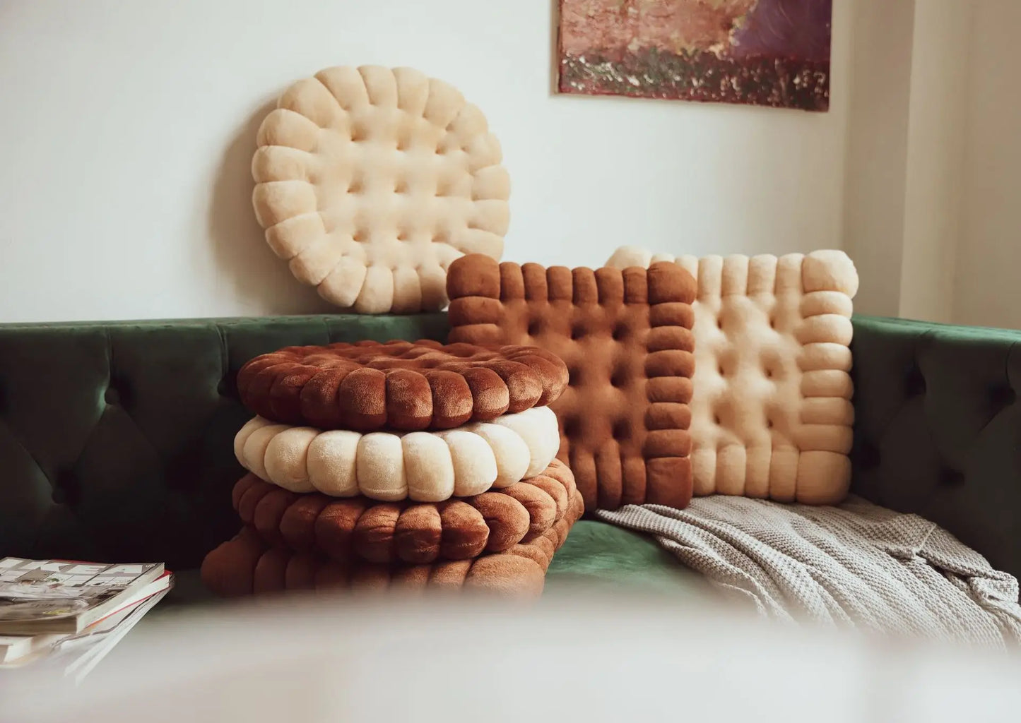 INS Cookie Biscuit Cushion Soft Cute Throw Pillow Square Circle Thicken Seat Decorative Flooring for Living Room Household Chair