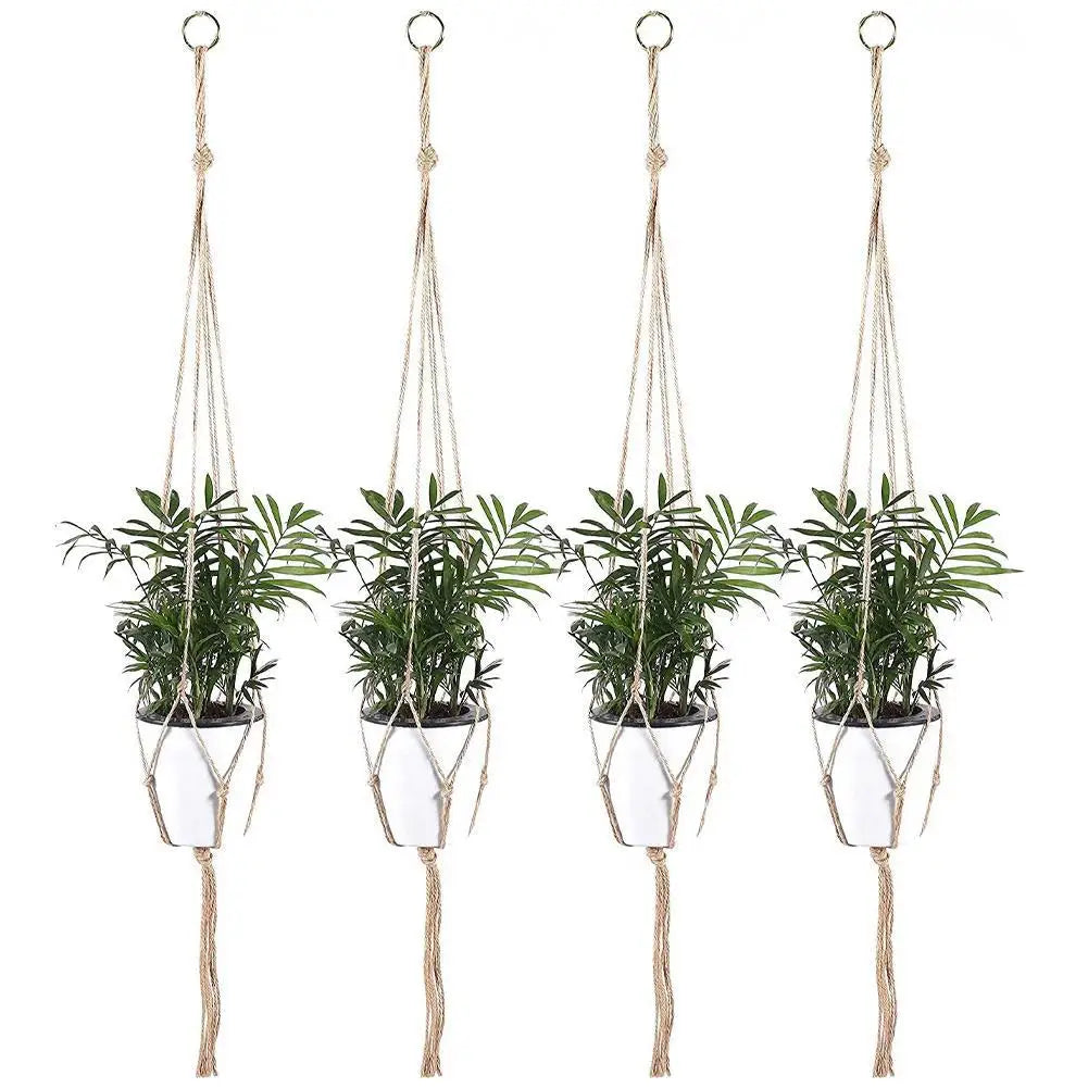 1pcs Braided Rope Hanging Basket Flower Pot Straw Macrame Net Hanger Garden Holder Craft Plant Balcony Decor Accessories