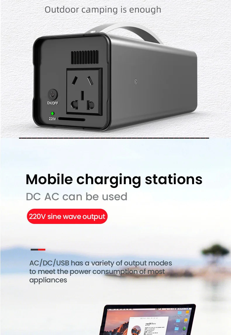 200W 32000mAh Portable Power Station Power Supply Outdoor Camping Laptop Powerful Powerbank Emergency External Auxiliary Battery