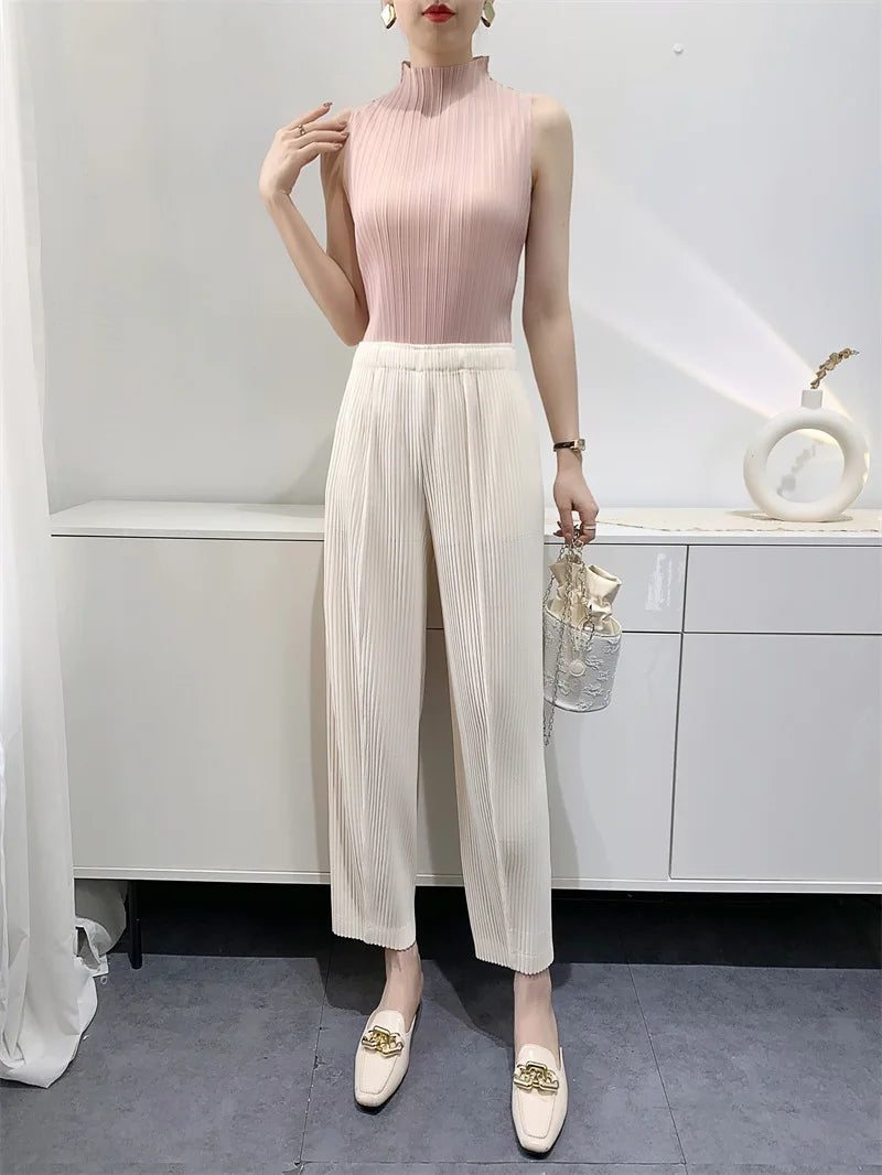 YUDX Miyake Pleated Pants Women's Thickened Fabric Loose Slim Comfortable Casual Pleated Pants 2024 Early Spring New