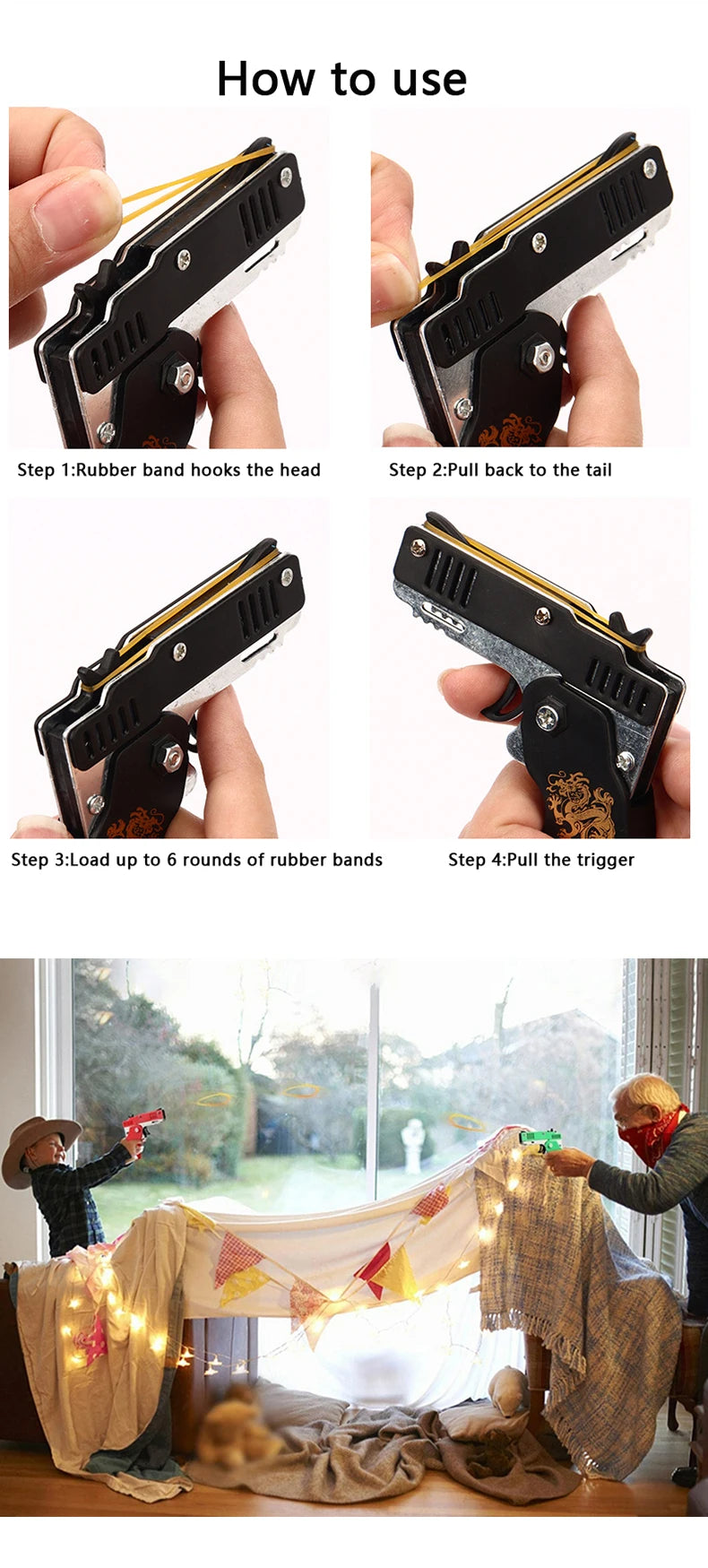 1PCS Keychain Elastic Leather Rubber Band Shooting Pistol Kid Outdoor Party Folding Gifts Boyfriend Fidget Toys
