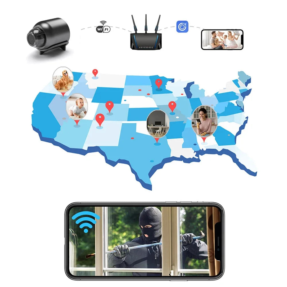 1080P HD X5 Mini WiFi Camera Included Sound Detector for Home Office 140 Degrees Micro Baby Monitor Night Vision IP Cam