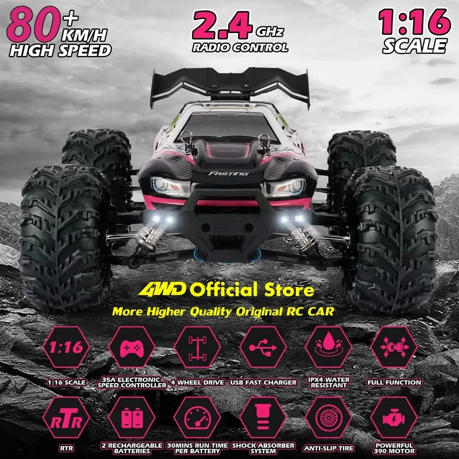 Super Brushless 80KM or 50KM/H 4WD RC Car With LED Remote Control Cars High Speed Drift Racing 4x4 Off Road Truck Kid Adult Toy