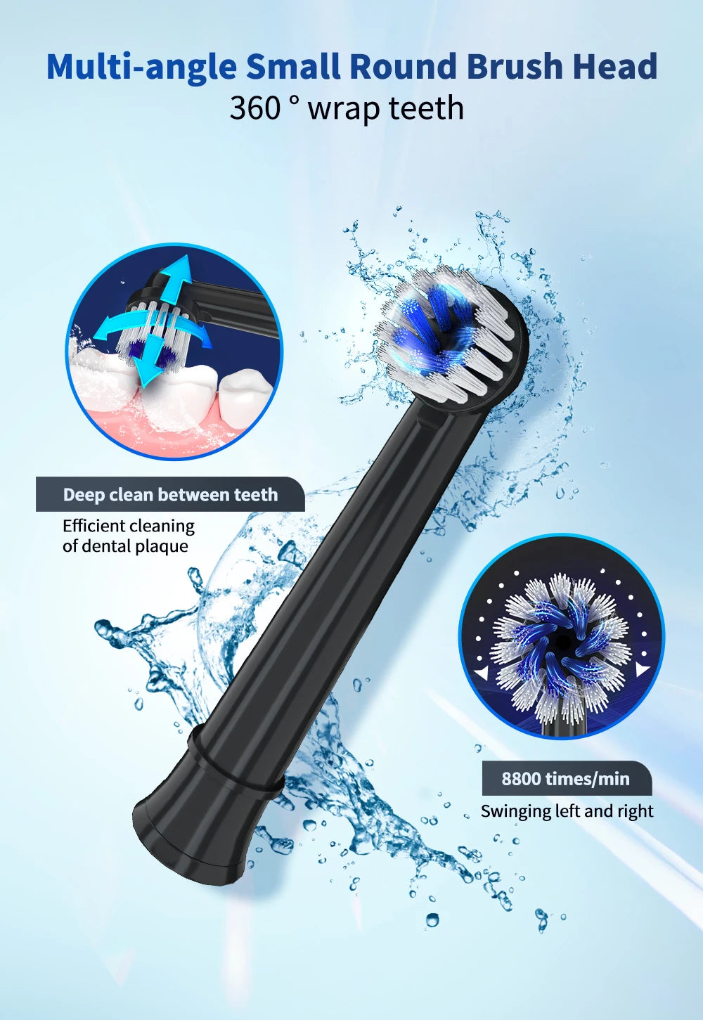Mornwell T37 Electric Toothbrush Rotation Clean Teeth Adult Teeth Brush Electric Tooth Brush With 4 Extra Replacement Heads