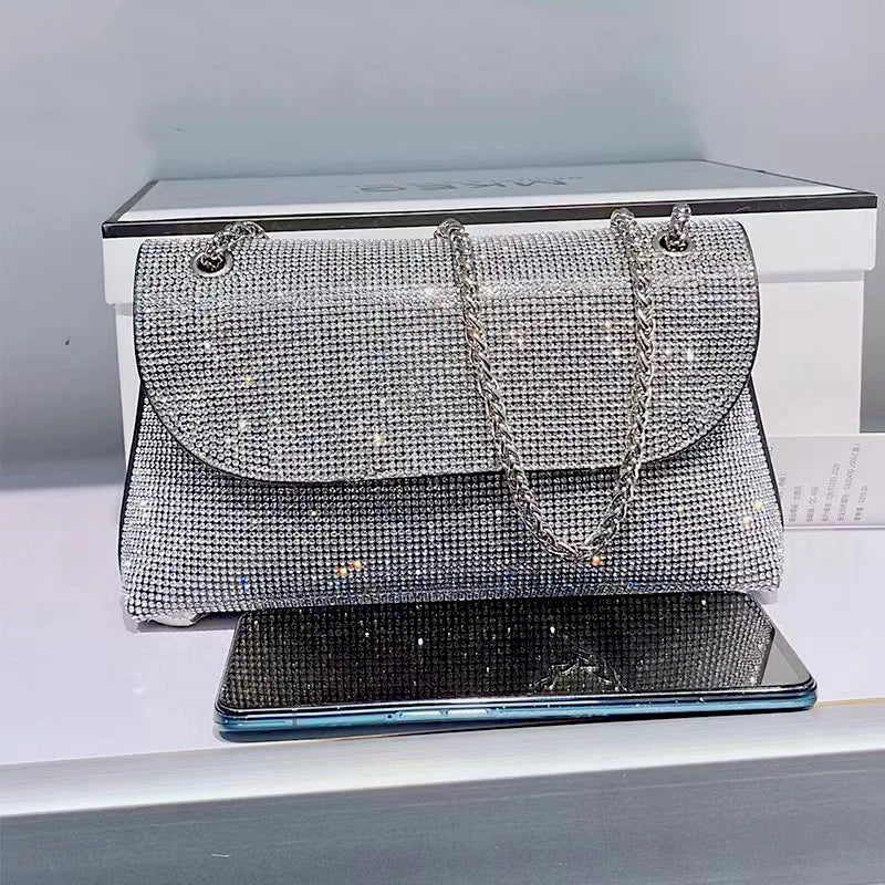 JIOMAY Mini Shoulder Bag for Women Designer Purses and Handbags Bling Rhinestone Clutch Bags Girls Chain Crossbody Bag Wholesale