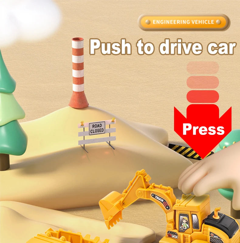 Engineering Vehicle Model Press Sliding Car Excavator Bulldozer Children Educational Construction Vehicle Toy Kids Boy Gift