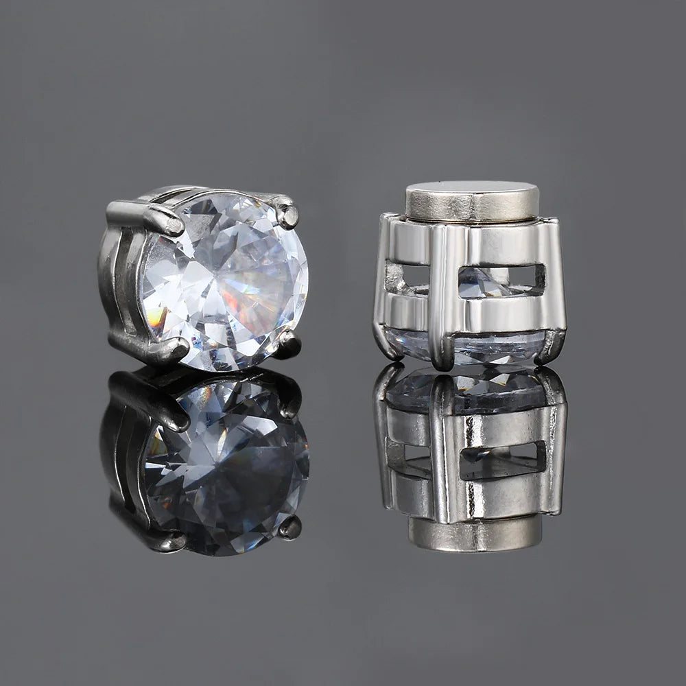 Fake Earrings Strong Magnet Magnetic Ear Stud Stainless Steel Zircon Non Piercing No Ear Hole Men Women Accessories Jewelry