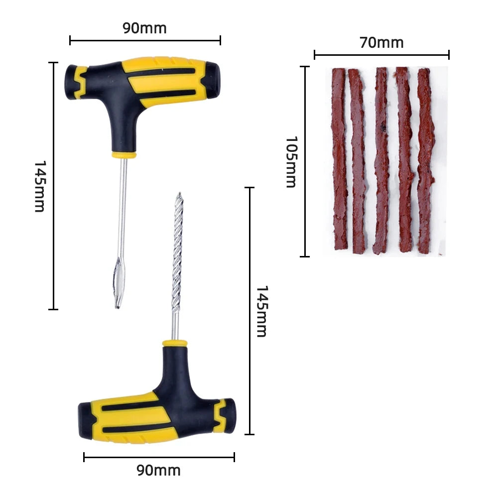 Car Motorcycle Tire Repair Tool Tire Repair Kit Studding Set Auto Bike Tubeless Tire Tyre Puncture Plug Tools with Rubber Strip