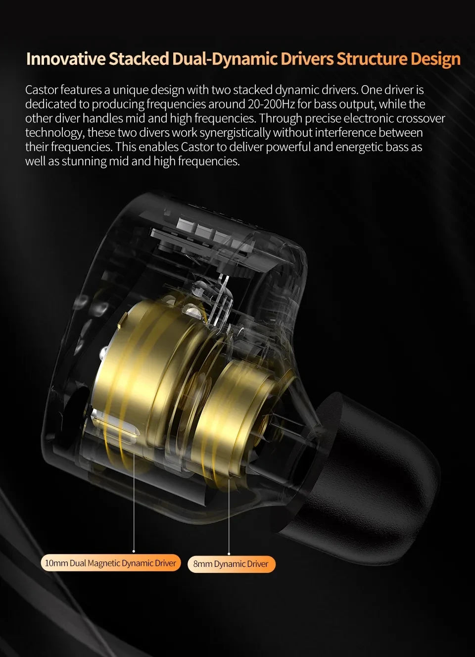 KZ Castor Wired Harman Improved Bass HiFi Earphone 2 Dynamic Tunable Balance Monitor Headphone IEM Earphones Music Sport Earbuds