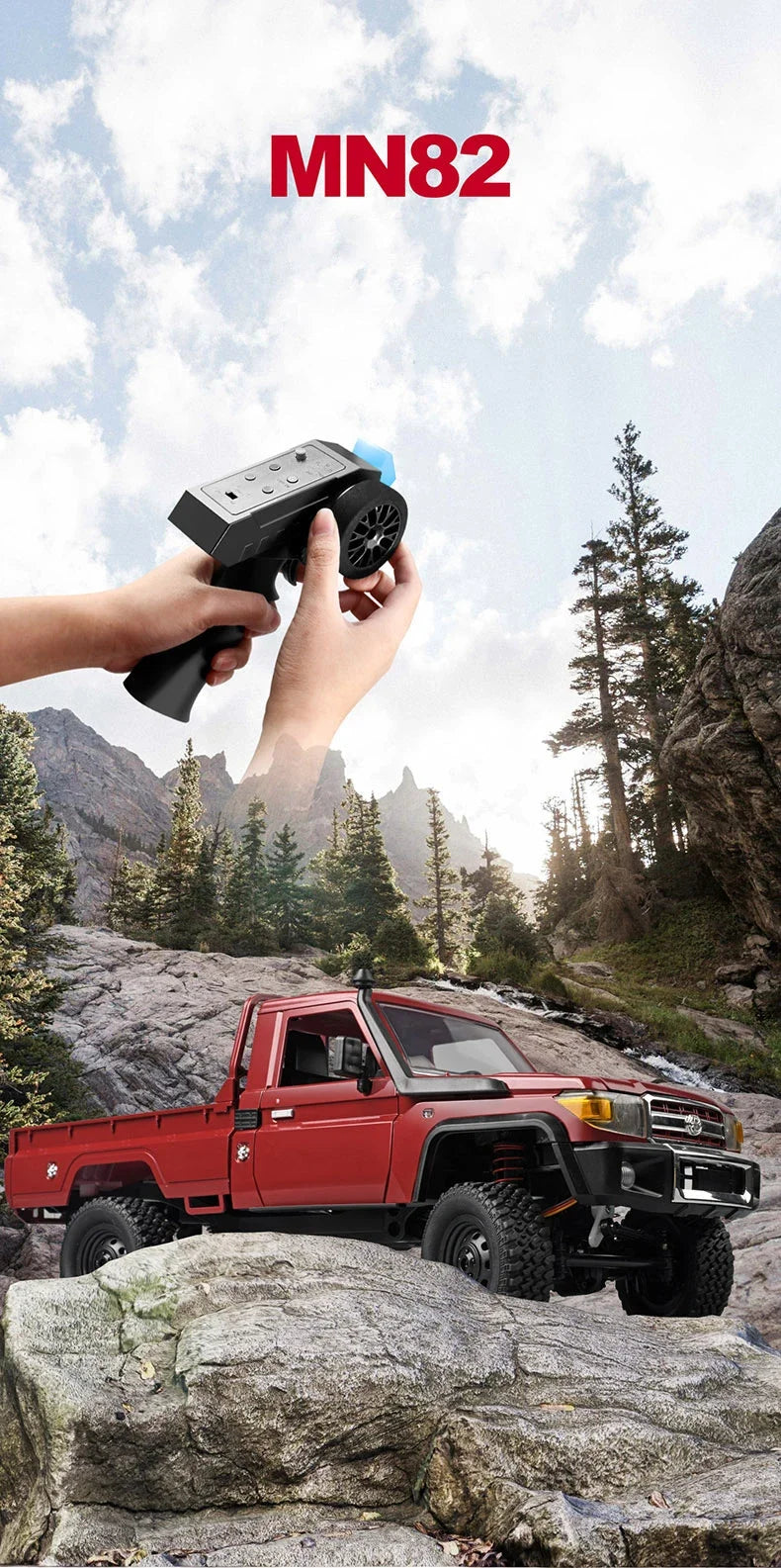 ZWN 1:12 Full Scale RC CAR MN82 Upgraded MN82 PRO Controllable Headlights 2.4G 4WD Off-Road Car Pick Up Truck Toy for Kids Gifts