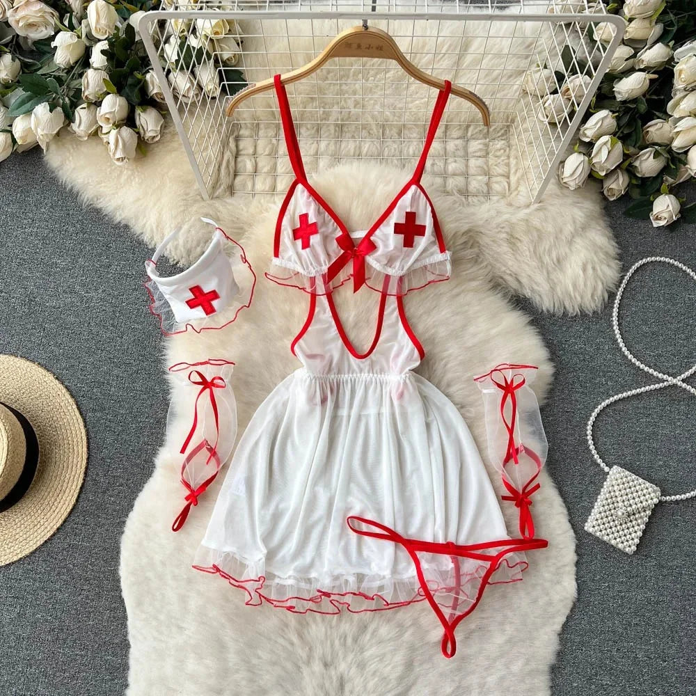 Girls Sexy Cute Japanese JK Uniform Mini Checkered Strap Skirt Off Shoulder High Waist Elastic Cosplay Dress Hot Sweet Pajama