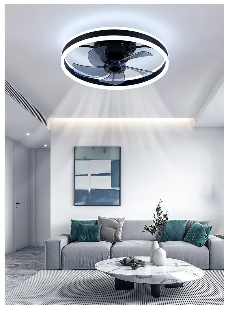 Inverter DC Motor Ceiling Fan Lamp with Remote Control Infinitely Dimmable 6-Speed Adjustment 360°Rotation Detachable LED Lights