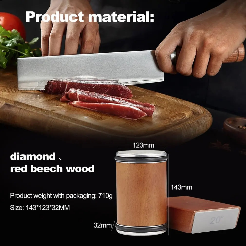 Wooden Roller Sharpeners Rolling Knife Sharpener 15/20/18/22° Magnetic Angle Non-Slip Ideal for Kitchen DIY Tasks Diamond