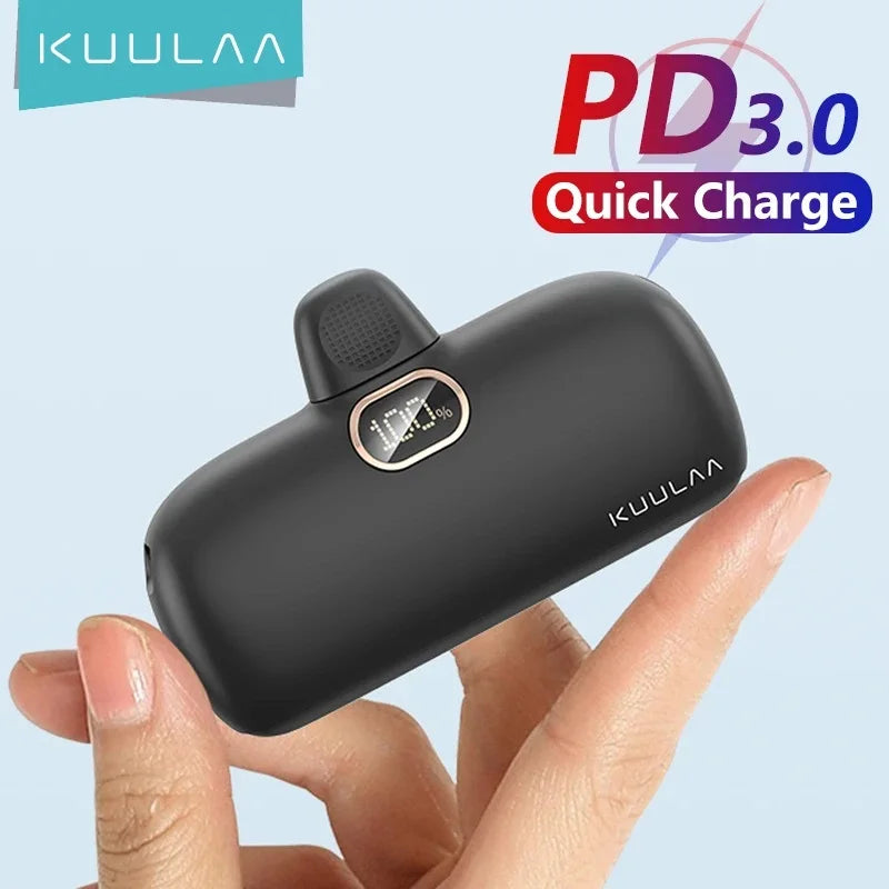 KUULAA Mini Power Bank 5000mAh PowerBank QC PD carga rapida For iPhone 16 15 14 13 Batterie Externe Portable Charger For xiaomi