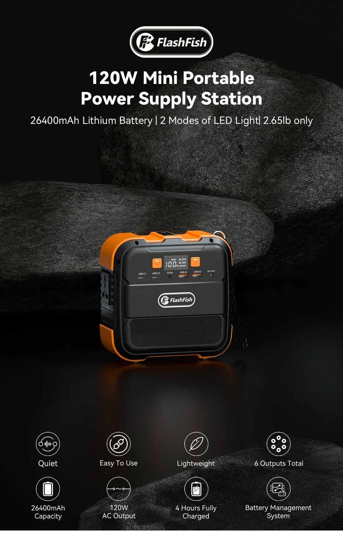 Power Station Portable Solar Generator AC 220V 120W Output 98Wh Emergency Lighting Backup Powerbank For Home Camping Power Suppl