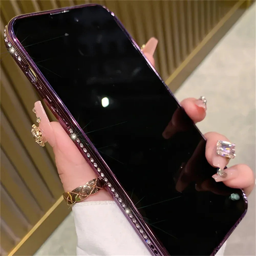 2024 New Fashion Glitter Diamond Transparent Case For iPhone 16 15 14 Plus 13 12 11 Pro Max Magnetic Wireless Charge Back Cover