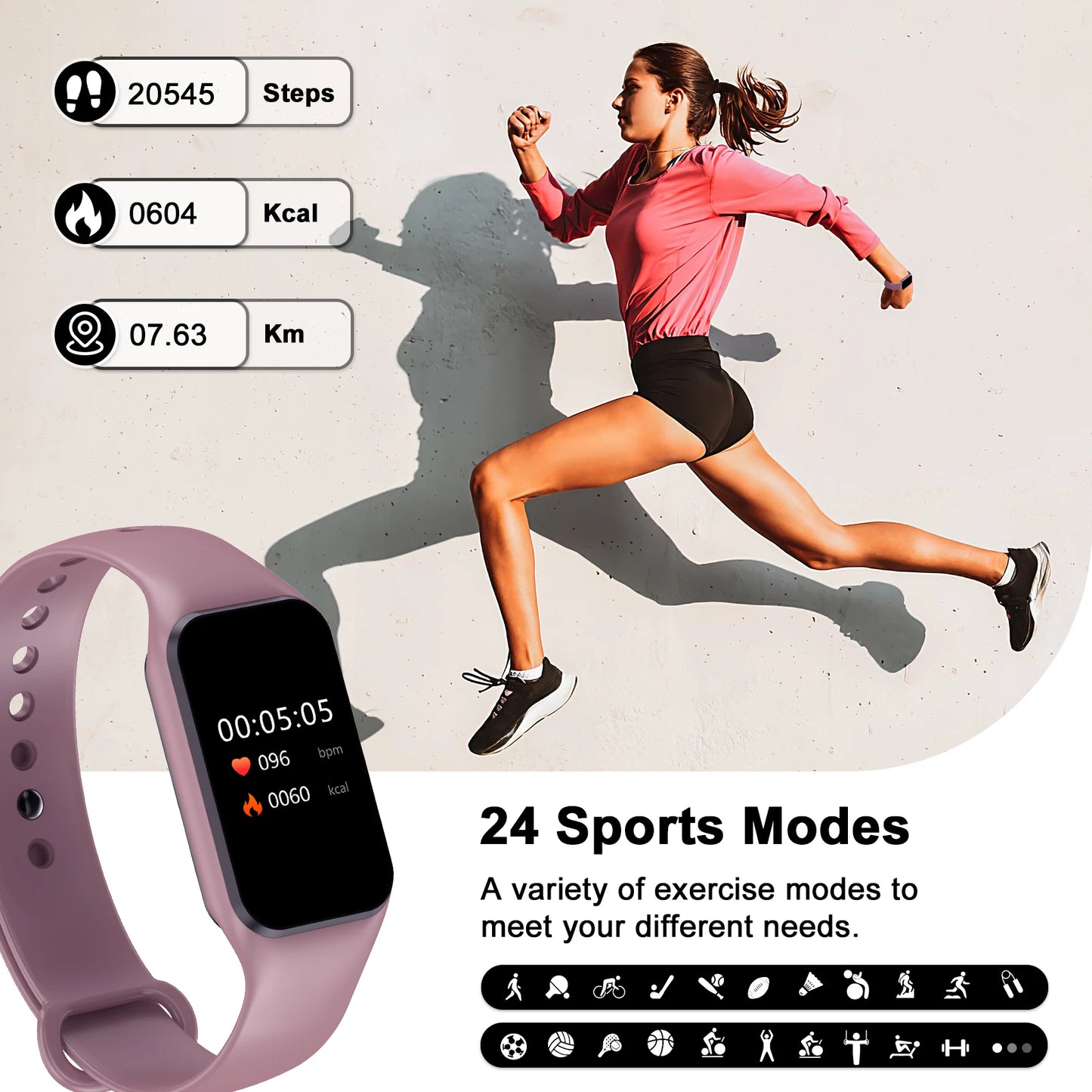 IOWODO 1.47" HD Smart Watch for Men Women Exercise Mode Smartwatch Sleep Monitor Pedometer Fitness Watch with Heart Rate SpO2