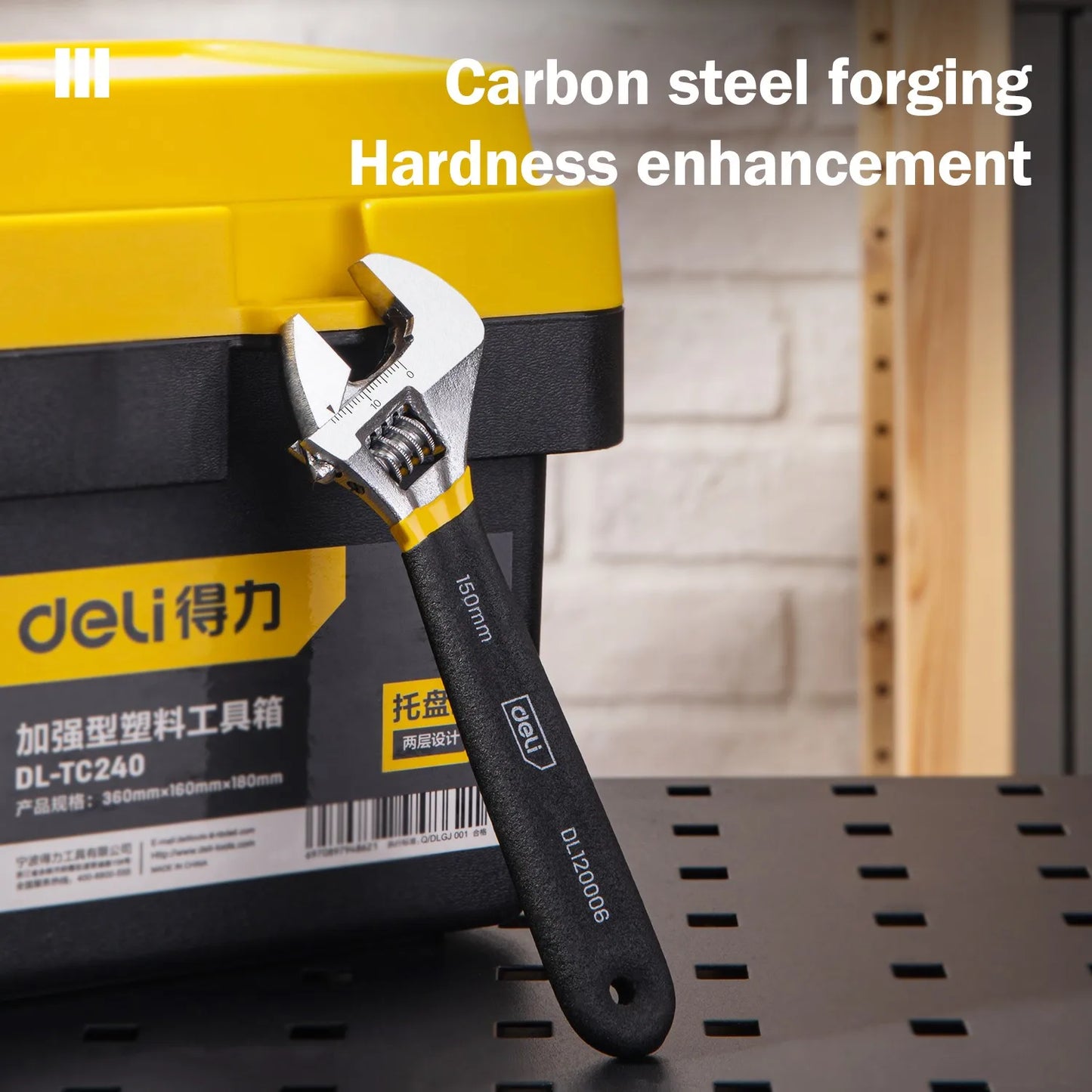 Deli Adjustable Spanner PVC Coated Handle Stainless Steel Universal Spanner Hand Tool 6 8 Inch Household Multifunctional Wrench