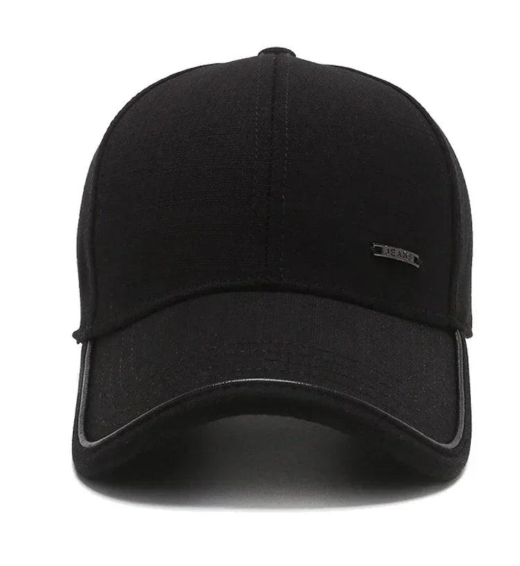 Men's Hat 2024 Autumn and winter Male Baseball Cap Casual Golf Trucker Dad Hat Outdoor Black Solid Color Windproof Adjustable Sn