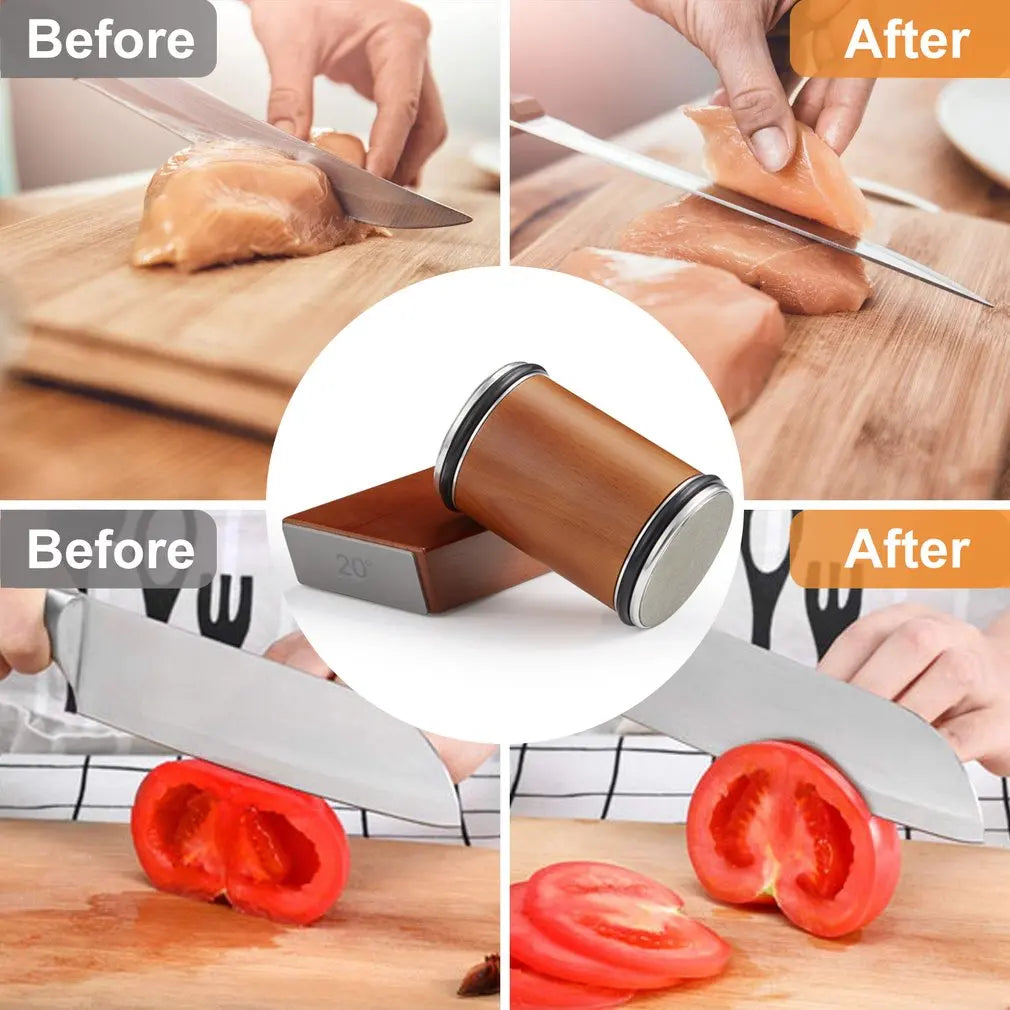 Wooden Roller Sharpeners Rolling Knife Sharpener 15/20/18/22° Magnetic Angle Non-Slip Ideal for Kitchen DIY Tasks Diamond