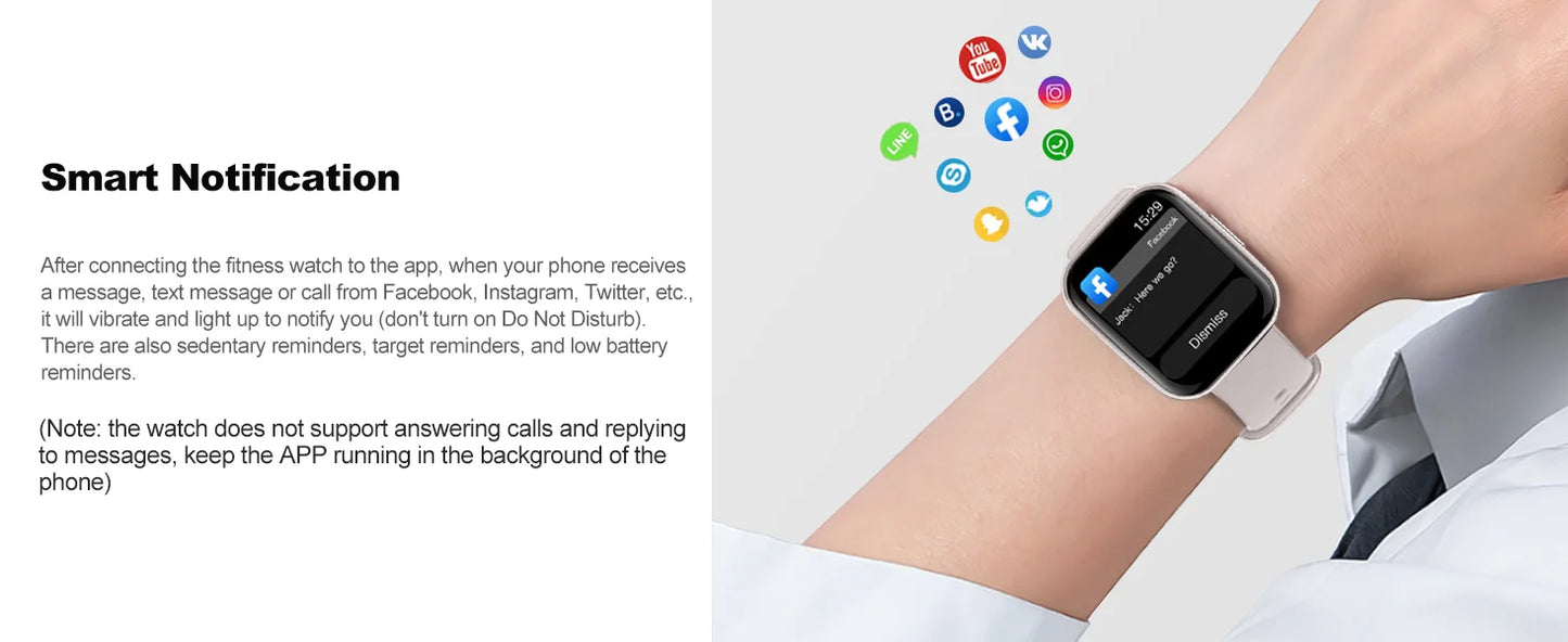 Smart Watch, Fitness Tracker Watch for Men Women, 1.69'' Touch Smartwatch Fitness Watch with Pedometer/Sleep Monitor.