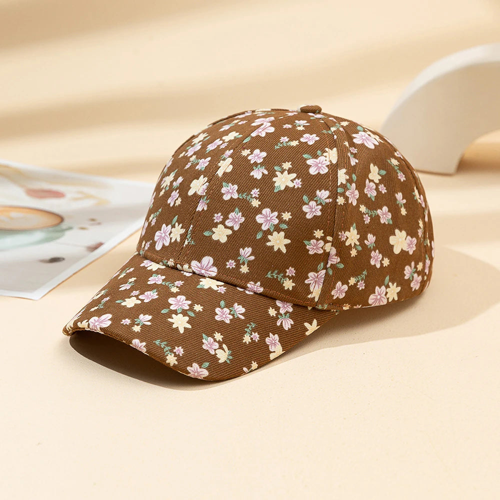 1 women's versatile flower printed baseball cap, spring and summer outdoor sun protection duckbill hat