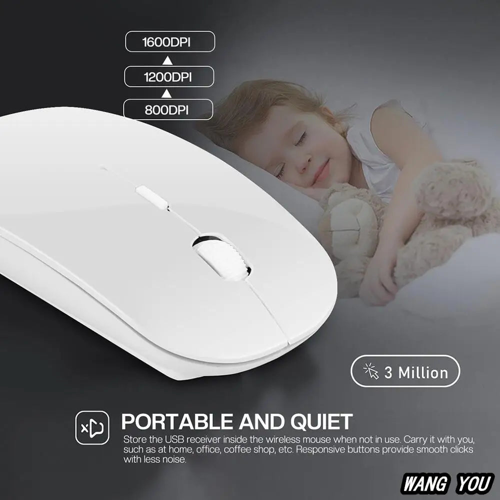 Ultra Thin USB 2.4Ghz Wireless Mouse Wireless Mouse 1600DPI 4 Buttons Cordless Mice for PC Desktop Laptop Windows Computer