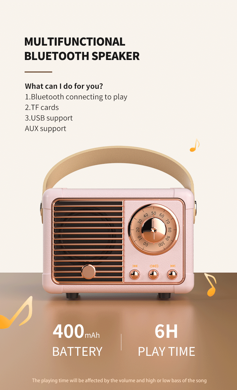 Retro Bluetooth Speaker HM11 Classical Retro Music Player Sound Stereo Portable Decoration Mini Speakers Travel Music Player