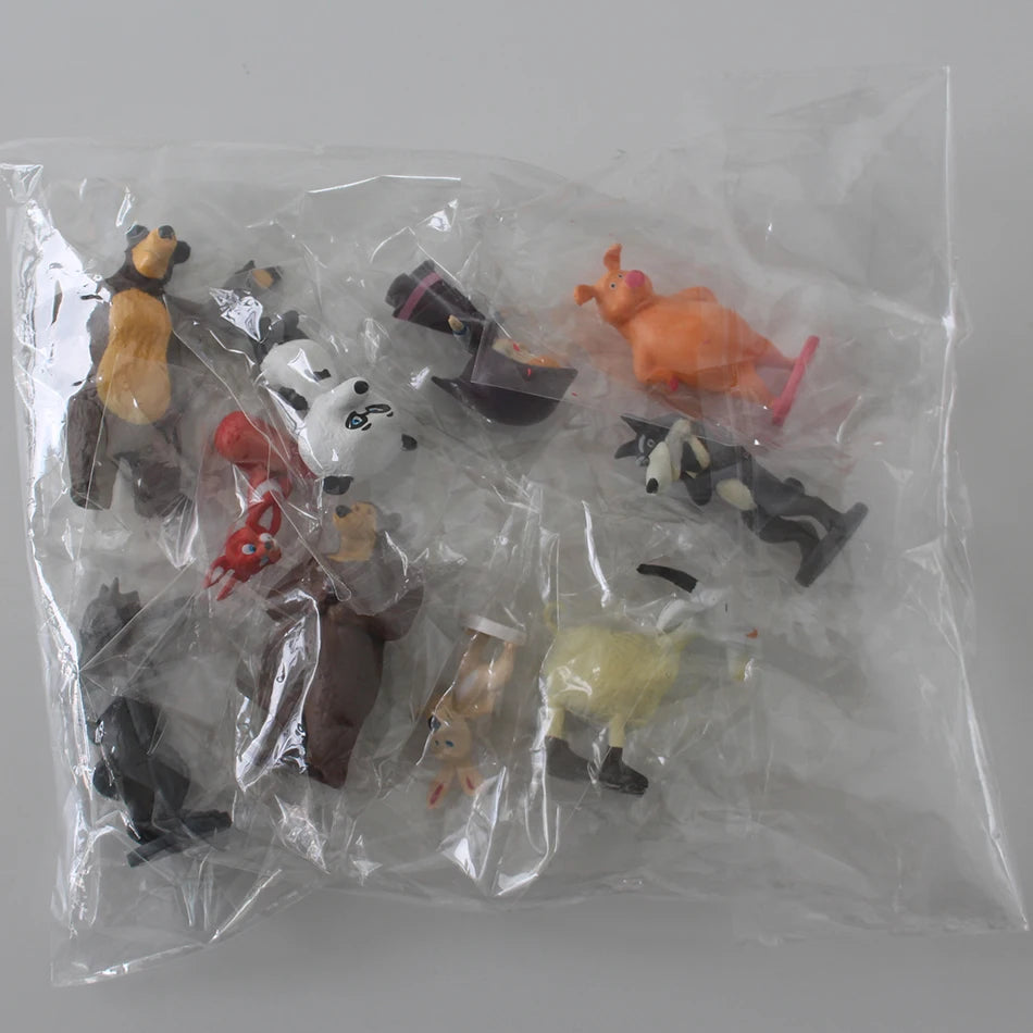 10 Pcs Masha and the Bear Action Figure Anime Model Cartoon Toys For Friends gifts